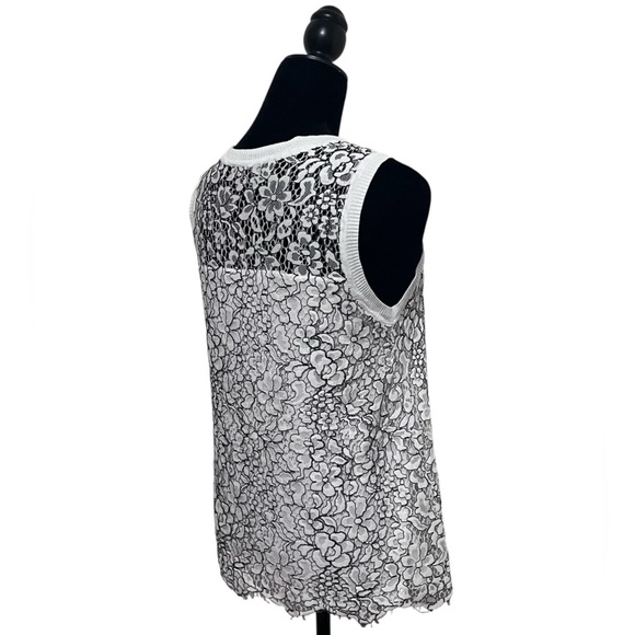 Generation Love White/Black Sleeveless Floral Lace Top Size M - Picture 4 of 10